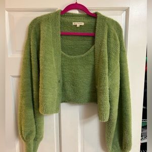 L.a. Hearts Green fuzzy sweater with tank